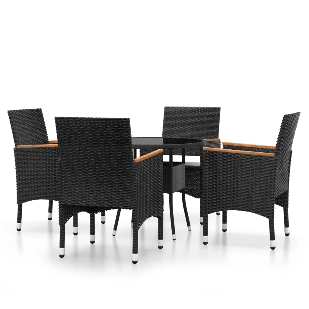 Set mobilier bistro grădină 3 piese negru poliratan și sticlă