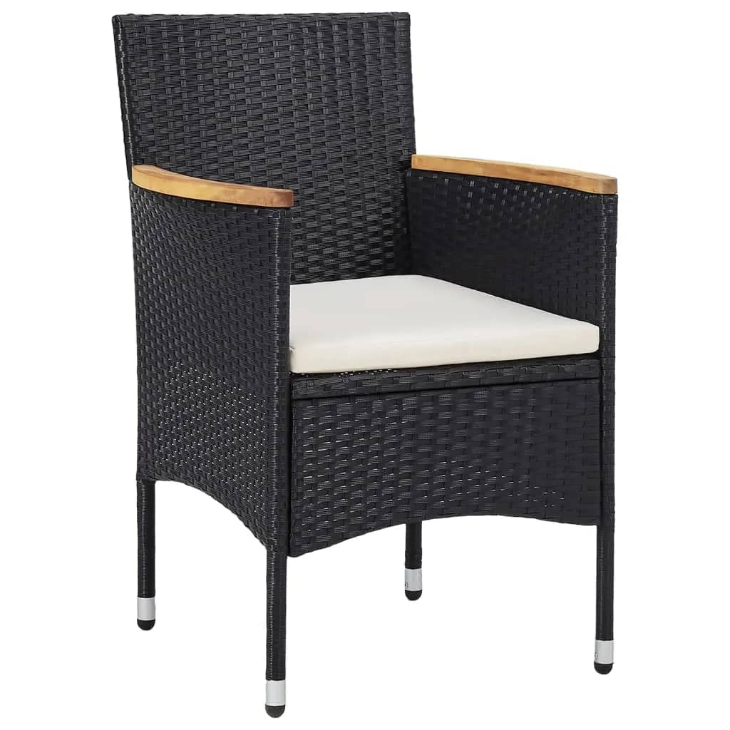 Set mobilier bistro grădină 3 piese negru poliratan și sticlă