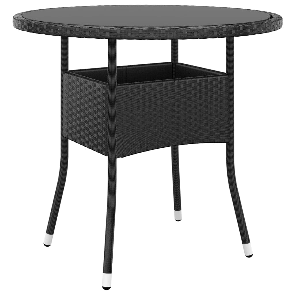 Set mobilier bistro grădină 3 piese negru poliratan și sticlă