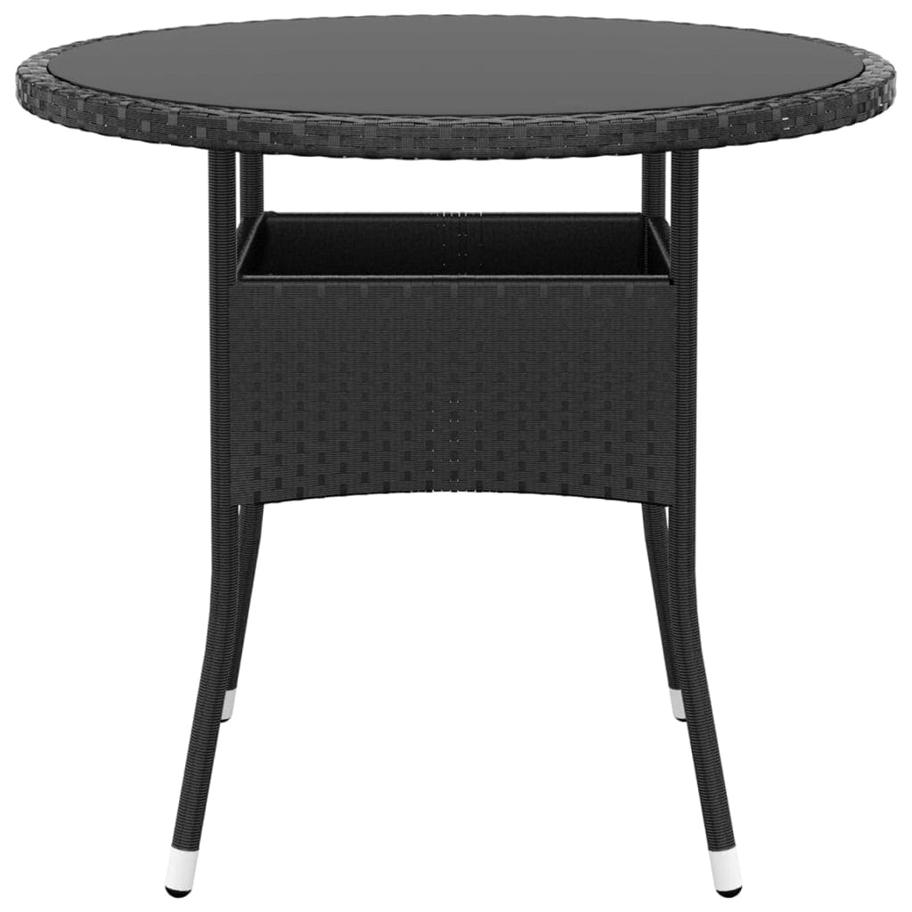 Set mobilier bistro grădină 3 piese negru poliratan și sticlă