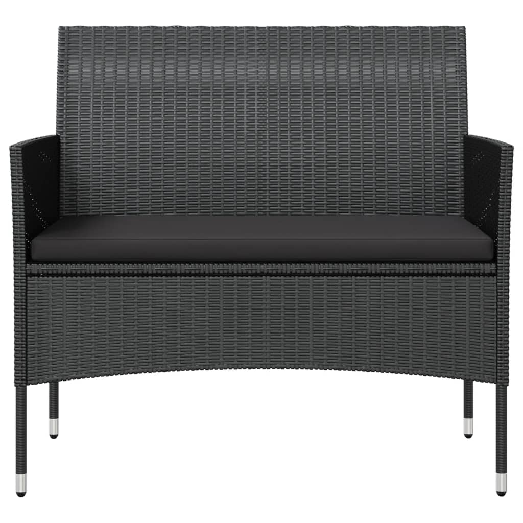 Set mobilier de grădină cu perne, 8 piese, negru, poliratan