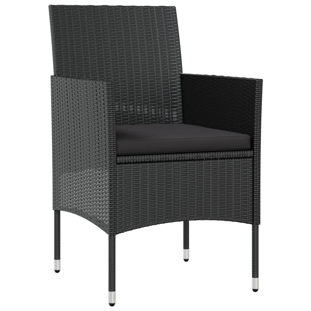 Set mobilier de grădină cu perne, 8 piese, negru, poliratan