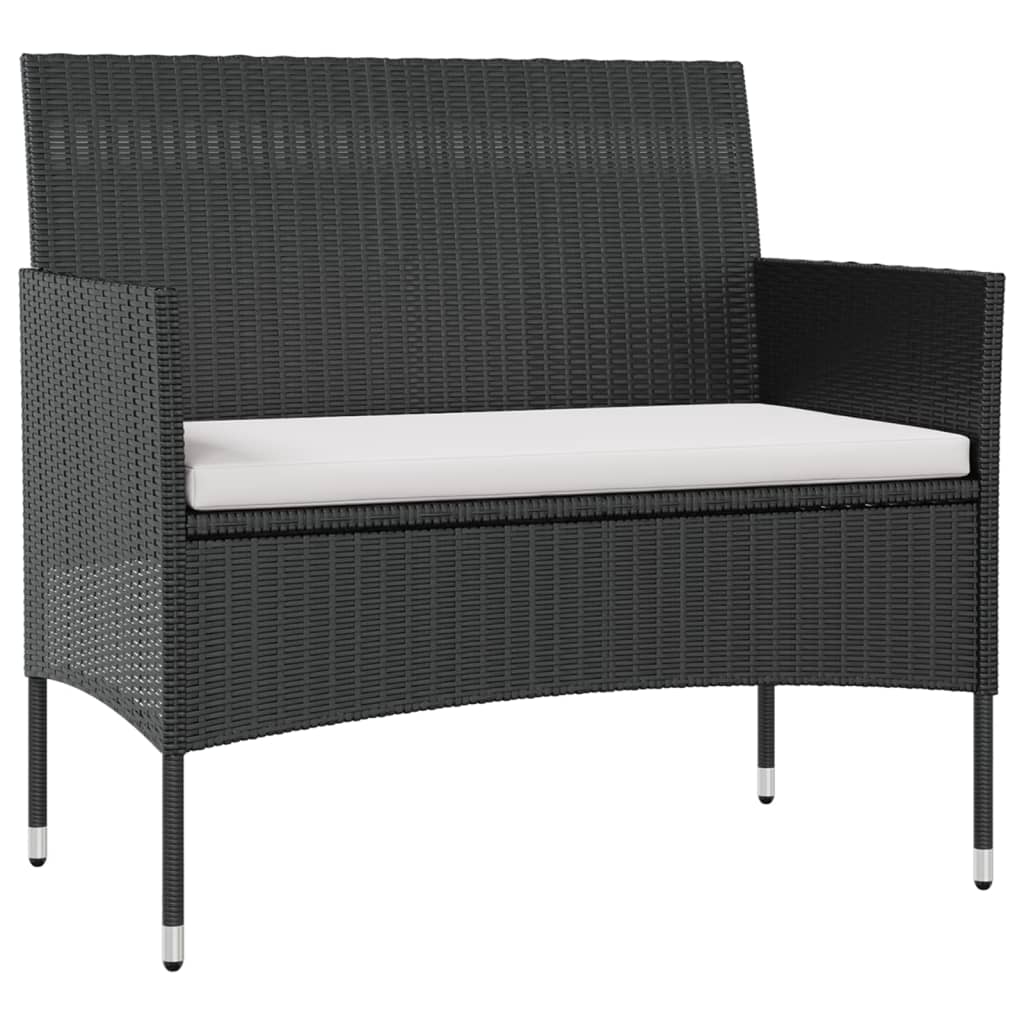 Set mobilier de grădină cu perne, 8 piese, negru, poliratan