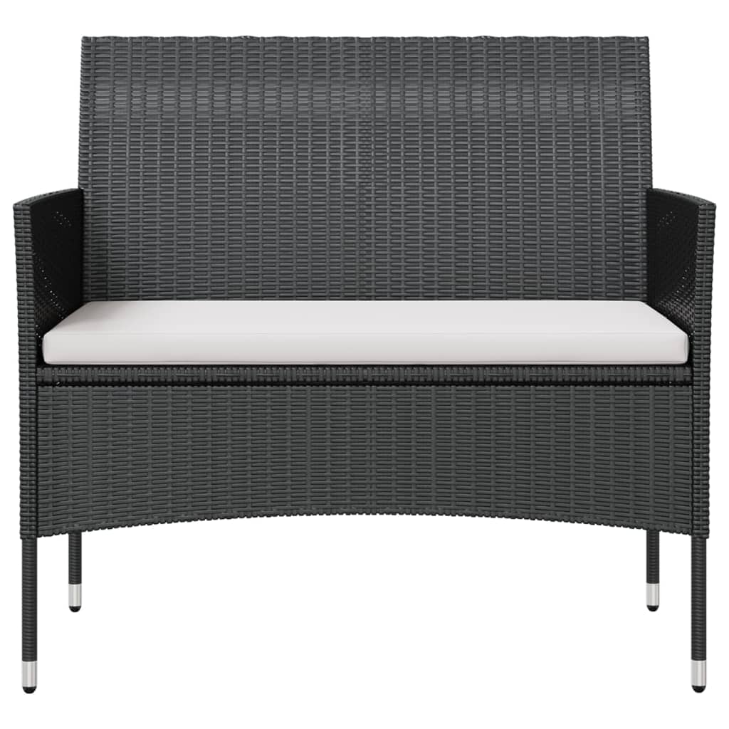 Set mobilier de grădină cu perne, 8 piese, negru, poliratan