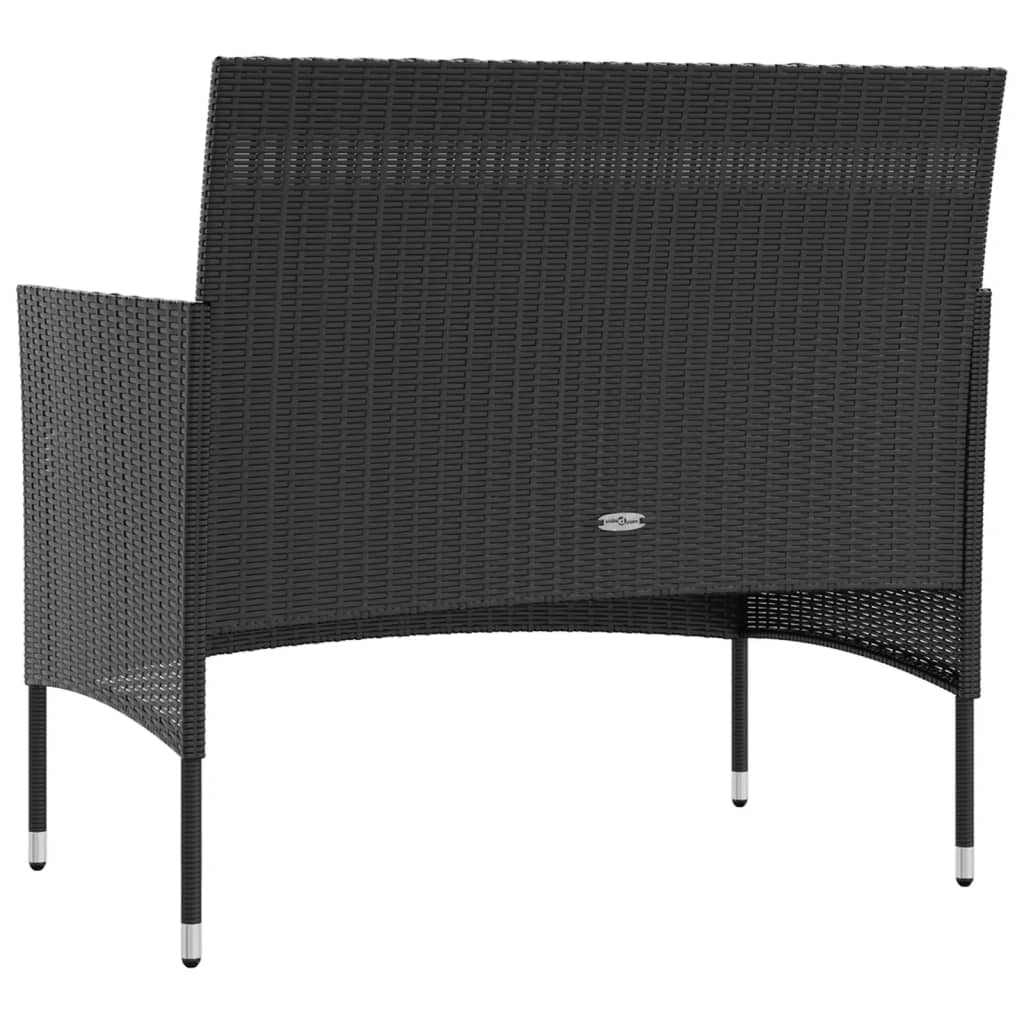 Set mobilier de grădină cu perne, 8 piese, negru, poliratan