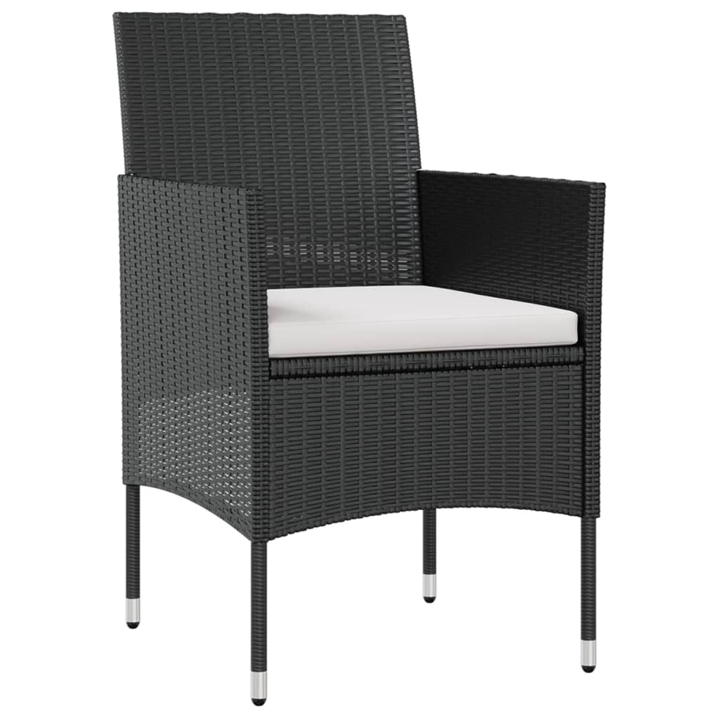 Set mobilier de grădină cu perne, 8 piese, negru, poliratan