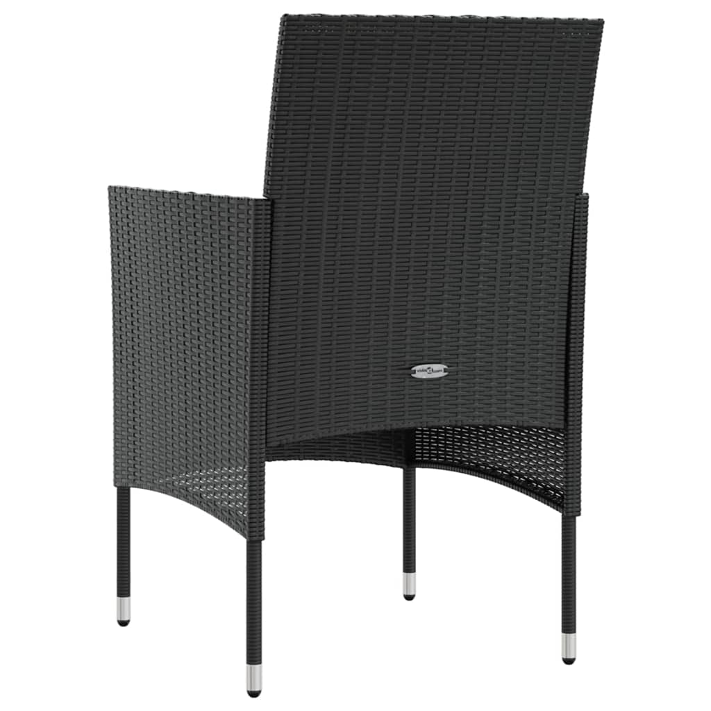 Set mobilier de grădină cu perne, 8 piese, negru, poliratan