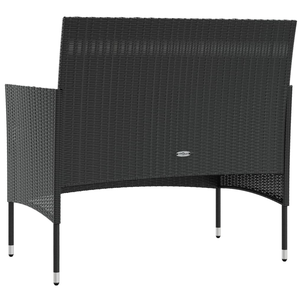 Set mobilier de grădină cu perne, 16 piese, negru, poliratan