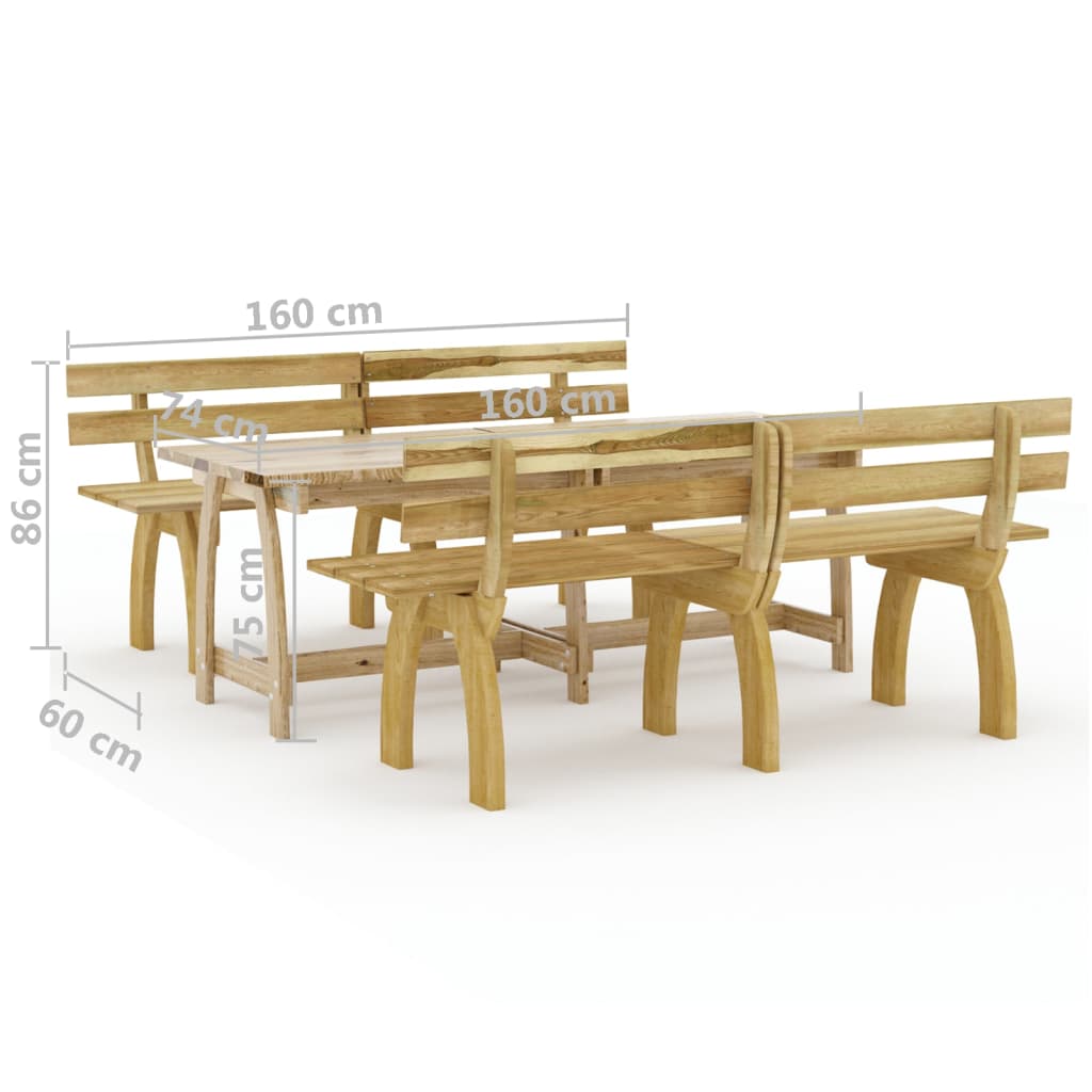 Set mobilier de exterior, 3 piese, lemn de pin tratat