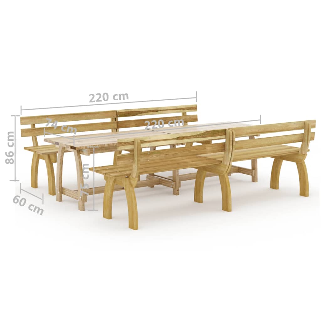 Set mobilier de exterior, 3 piese, lemn de pin tratat