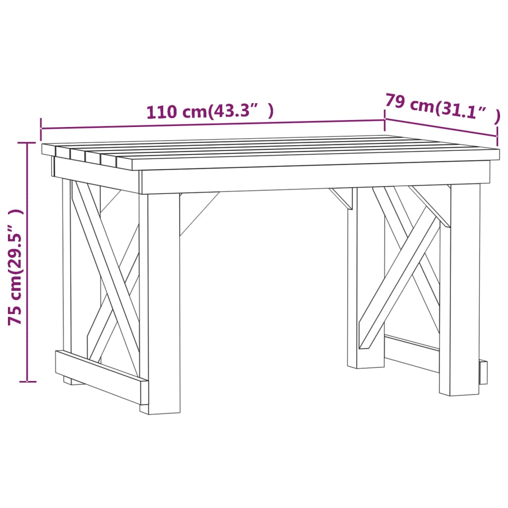 Set mobilier de exterior, 3 piese, lemn de pin tratat