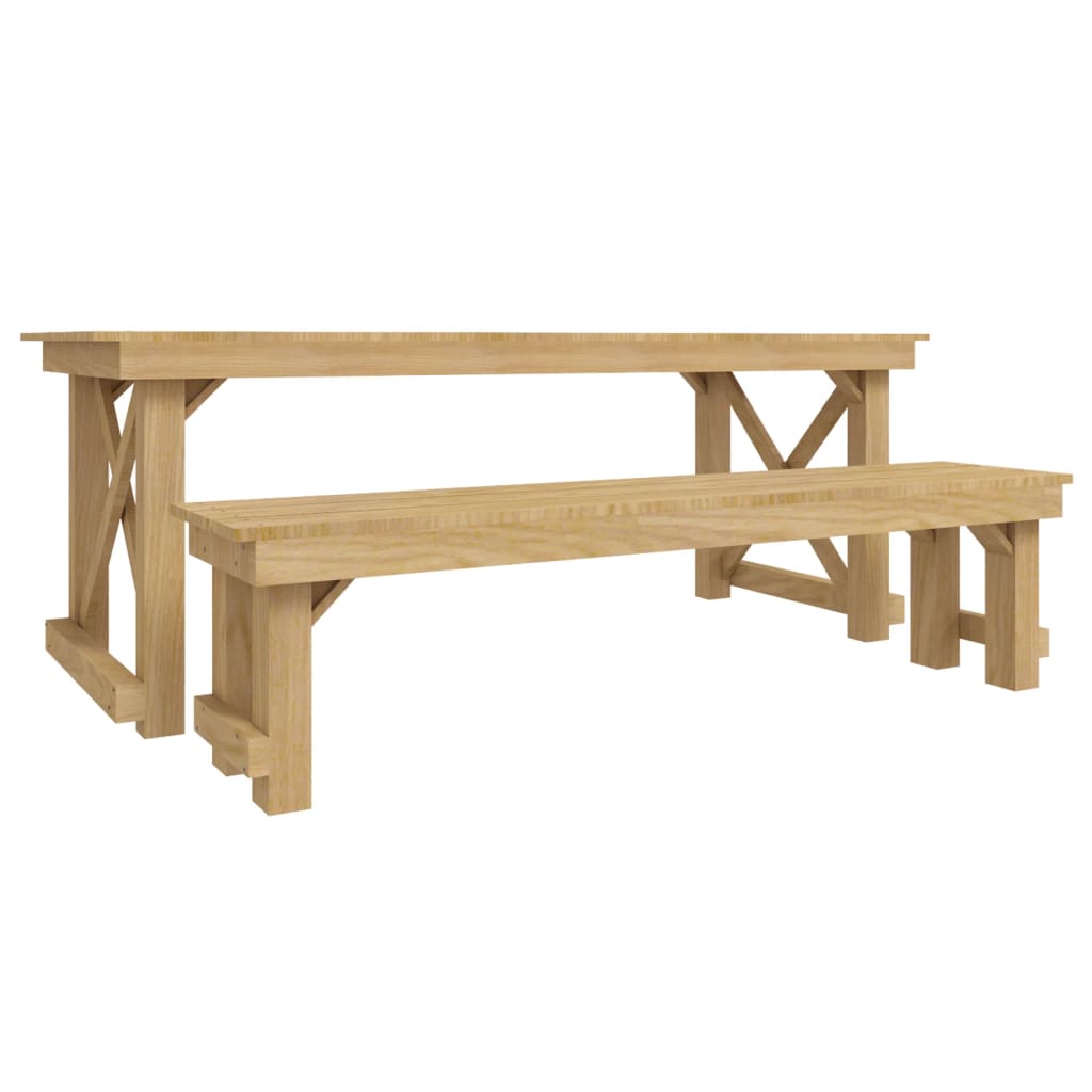 Set mobilier de exterior, 3 piese, lemn de pin tratat