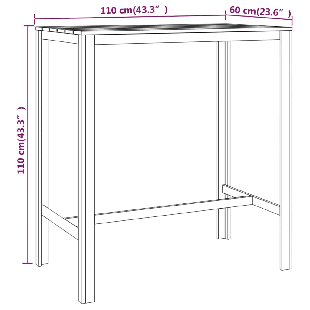 Set mobilier bar de grădină, 5 piese, lemn de pin tratat - Lando