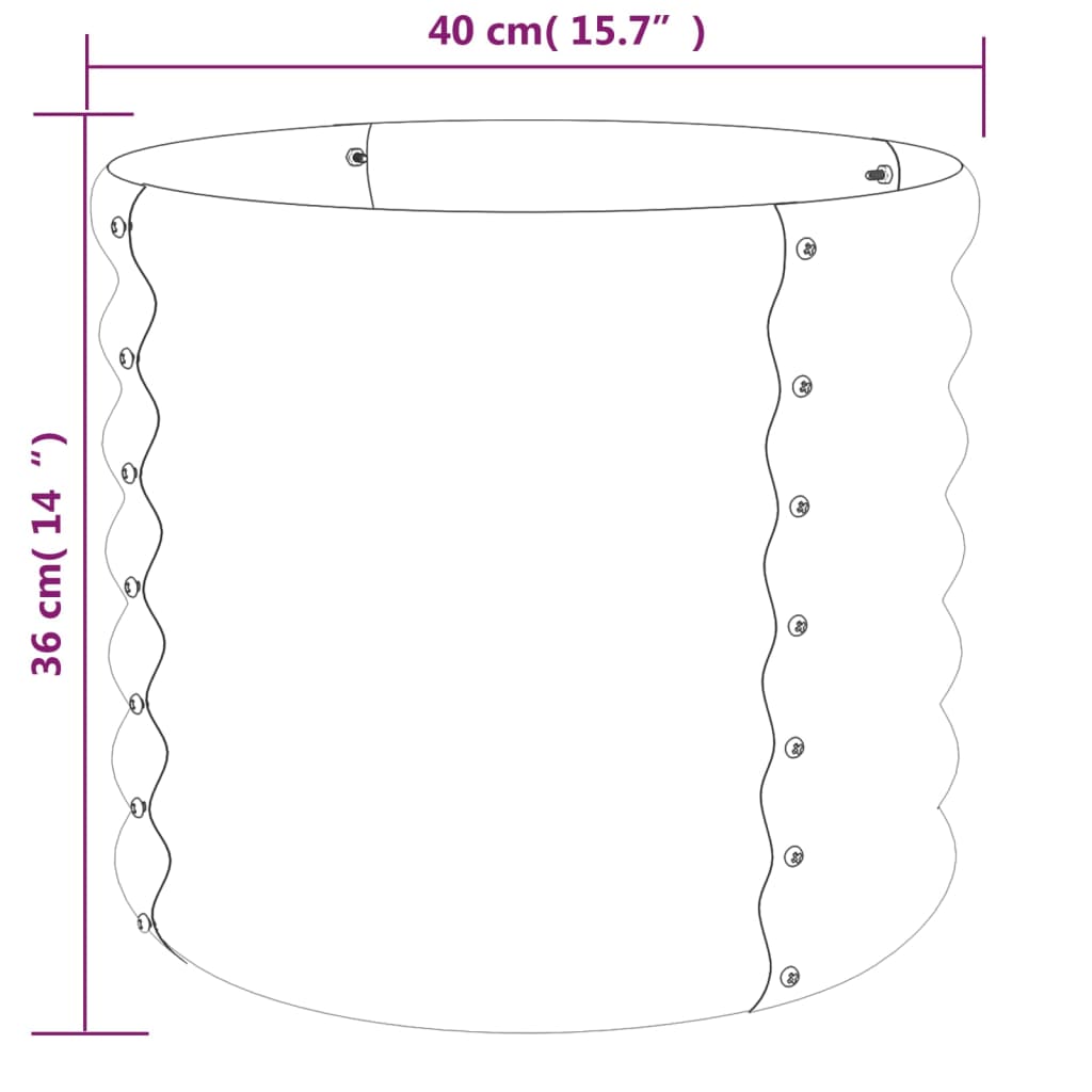 Jardinieră grădină gri 40x40x36 cm oțel vopsit electrostatic