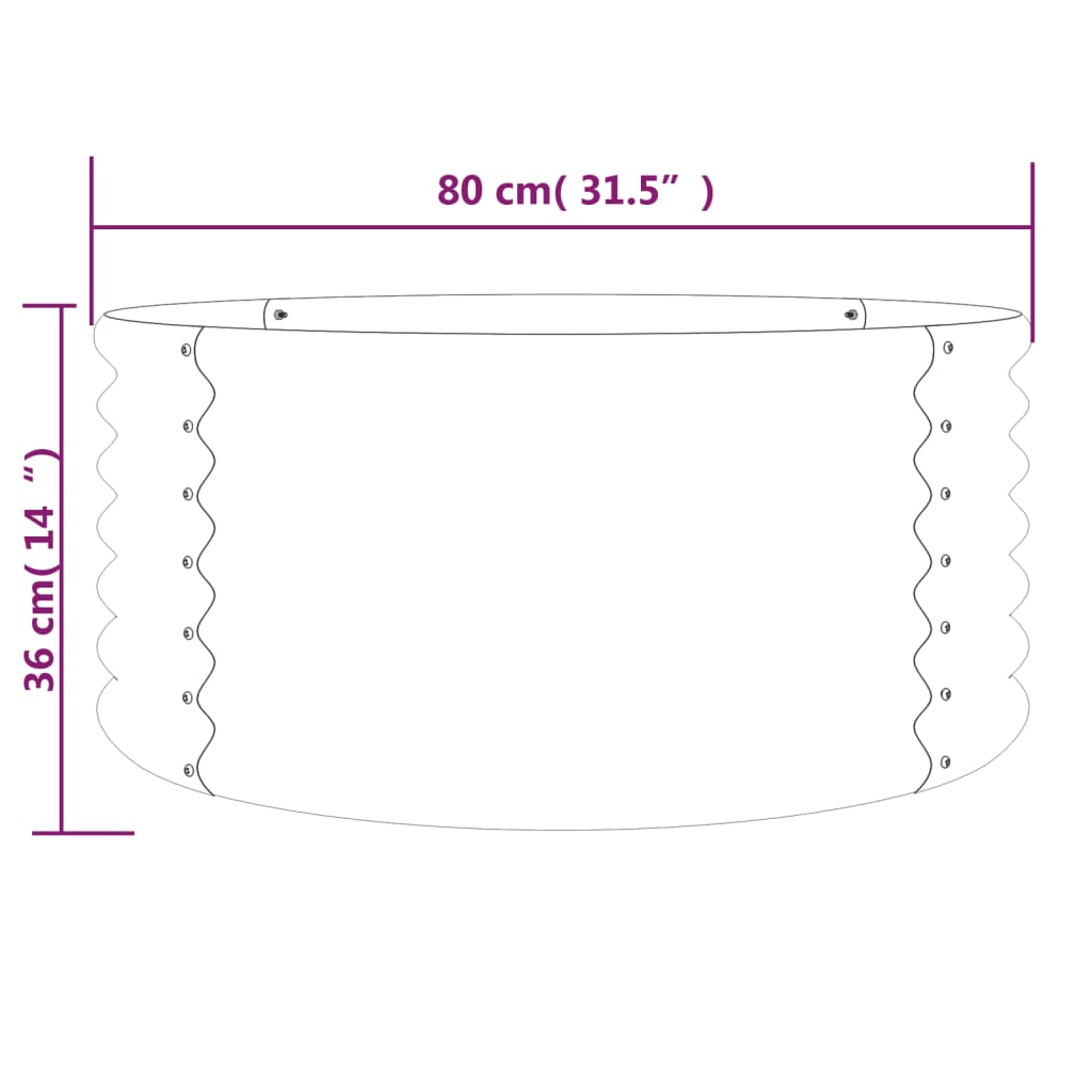 Jardinieră grădină maro 80x80x36 cm oțel vopsit electrostatic