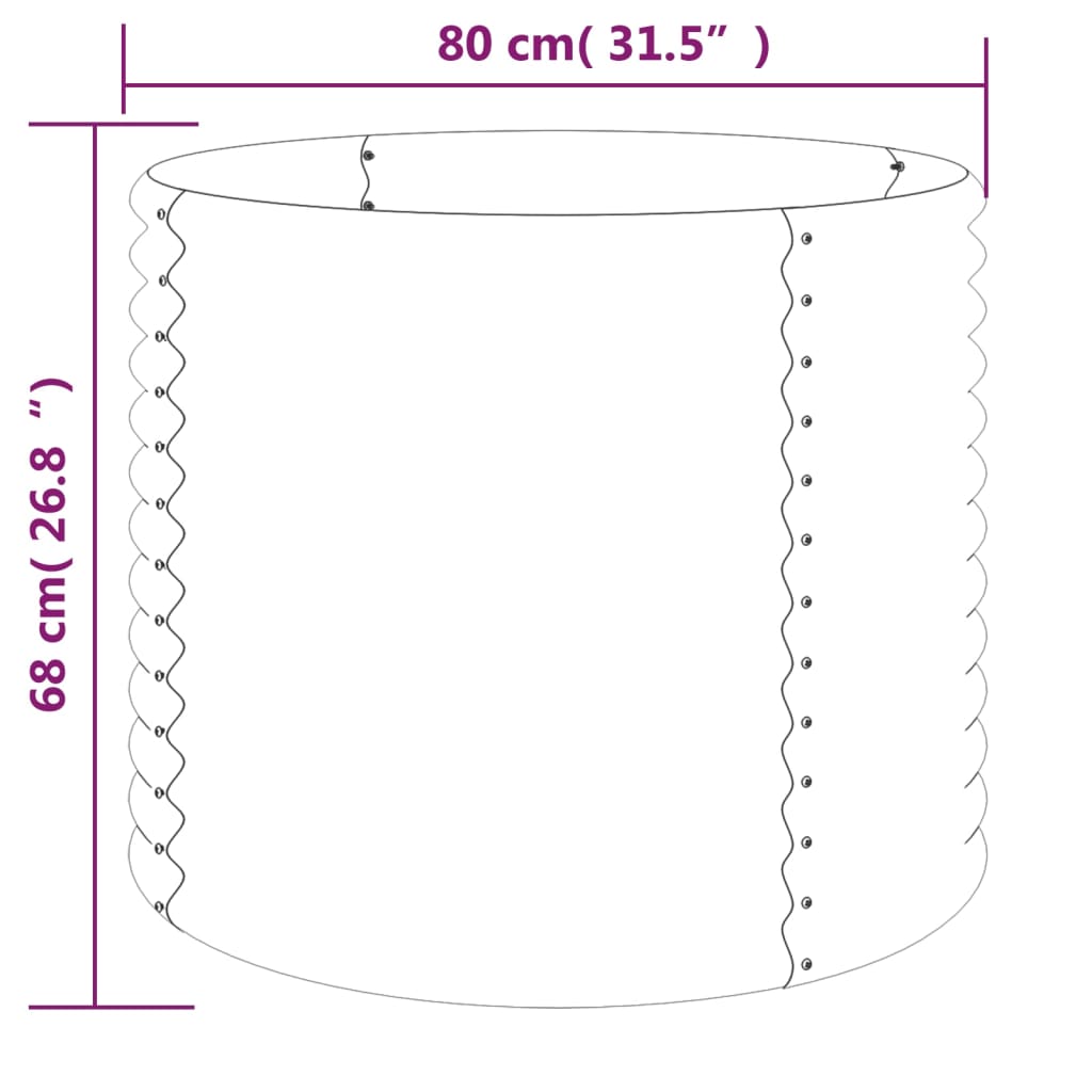 Jardinieră argintiu 80x80x68 cm oțel vopsit electrostatic