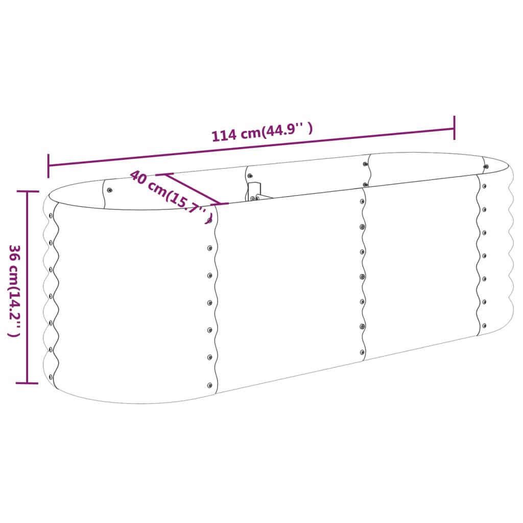 Strat înălțat grădină gri 114x40x36cm oțel vopsit electrostatic