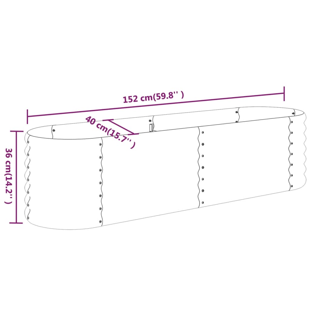 Strat înălțat grădină 152x40x36 cm oțel vopsit electrostatic