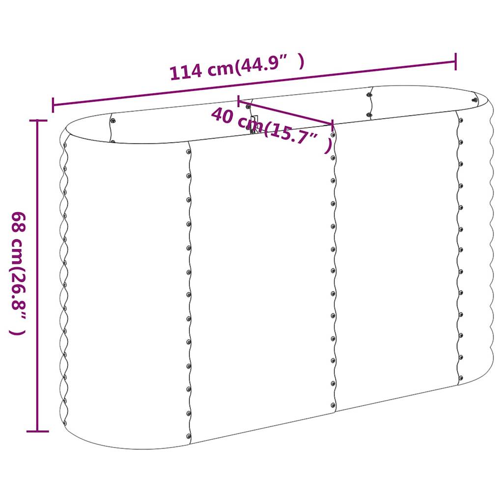 Strat înălțat grădină gri 114x40x68cm oțel vopsit electrostatic