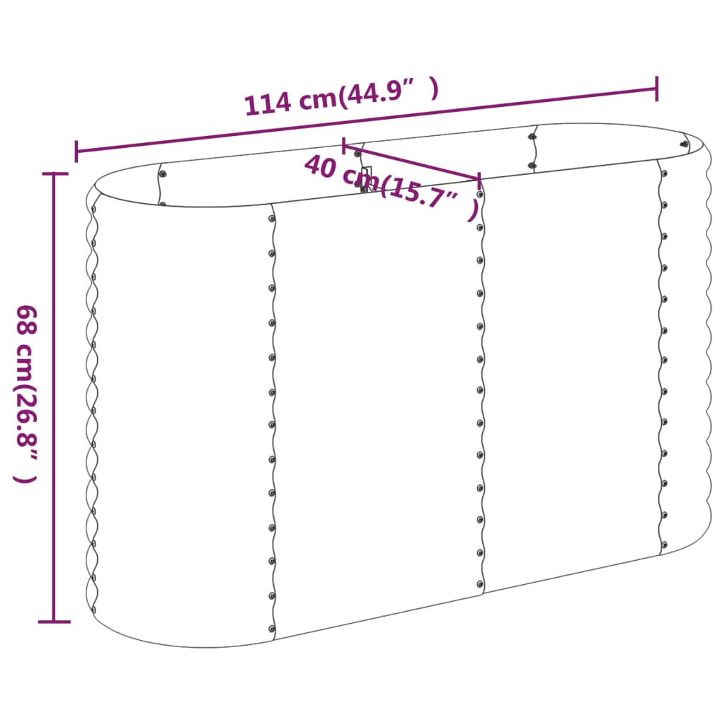 Strat înălțat grădină 114x40x68 cm oțel vopsit electrostatic