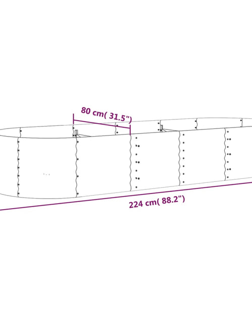 Загрузите изображение в средство просмотра галереи, Strat înălțat grădină gri 224x80x36cm oțel vopsit electrostatic
