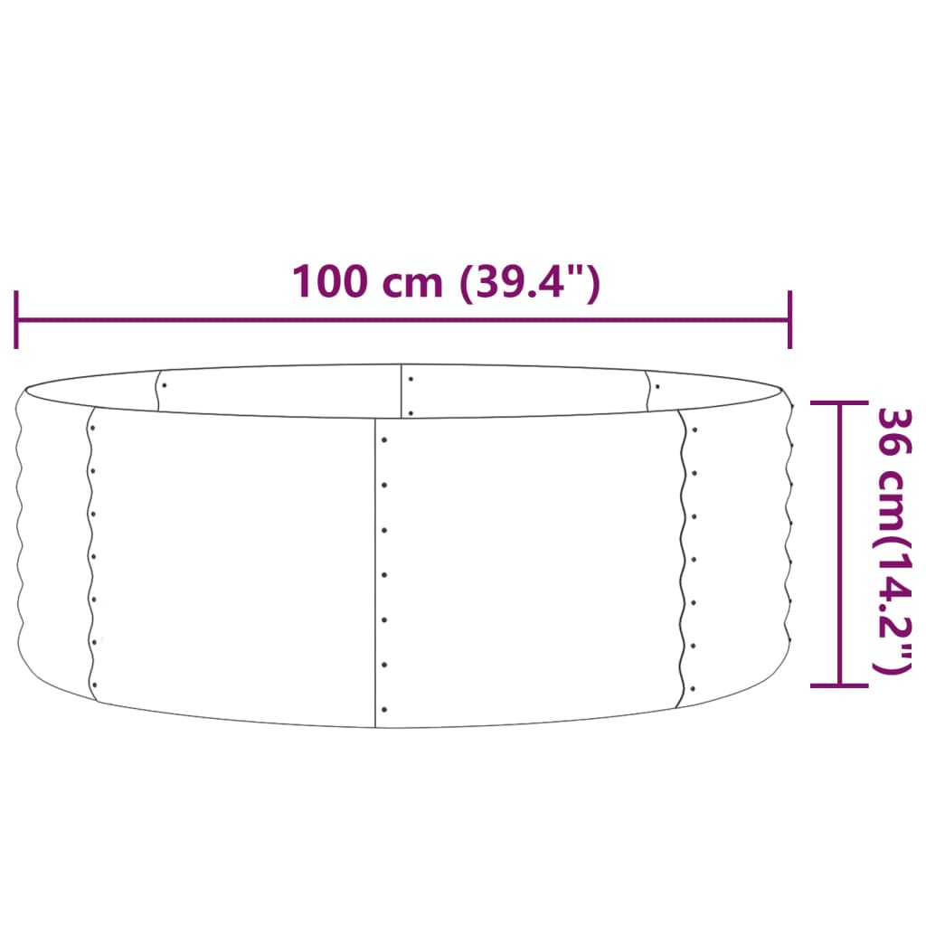 Jardinieră grădină gri 100x100x36 cm oțel vopsit electrostatic