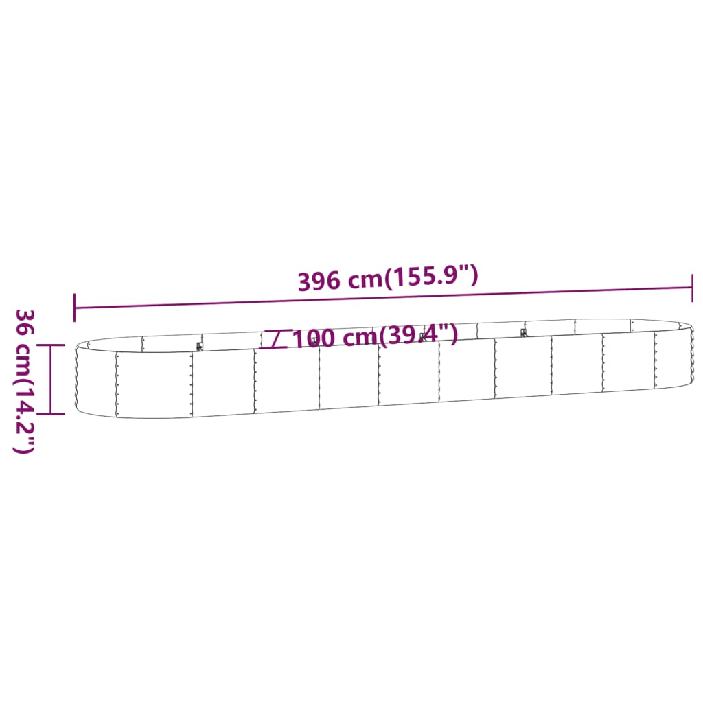 Strat înălțat grădină 396x100x36 cm oțel vopsit electrostatic