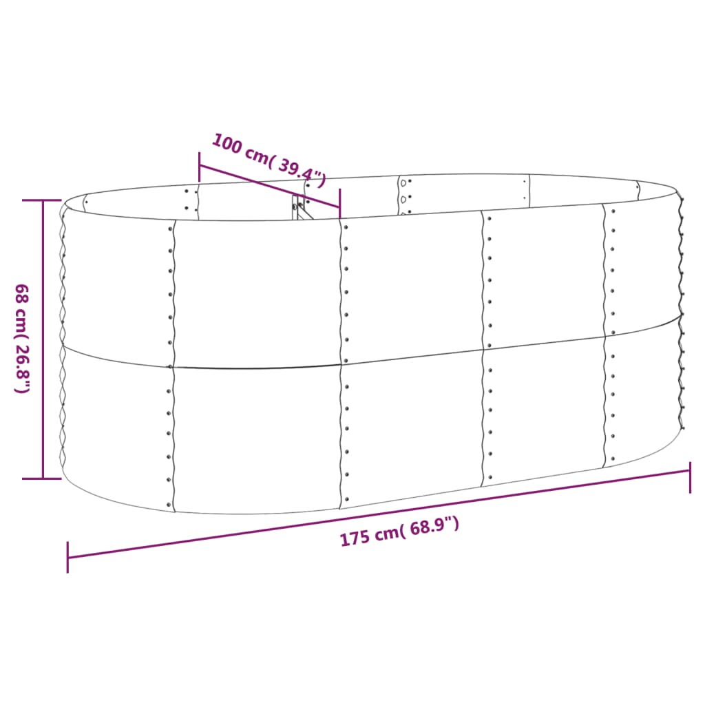 Strat înălțat grădină 175x100x68 cm oțel vopsit electrostatic