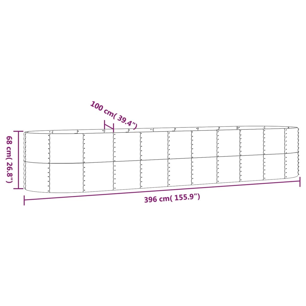 Strat înălțat grădină 396x100x68 cm oțel vopsit electrostatic