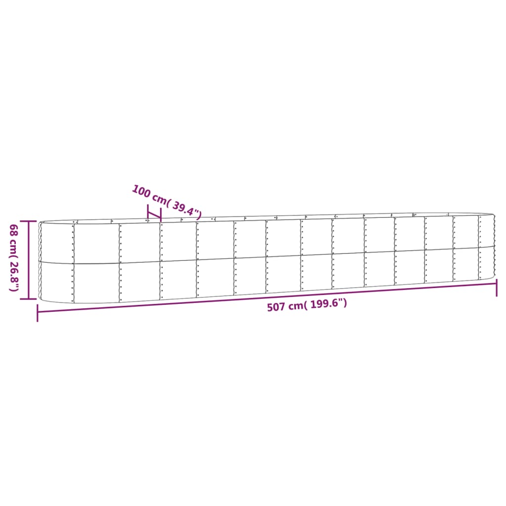 Strat înălțat grădină 507x100x68 cm oțel vopsit electrostatic