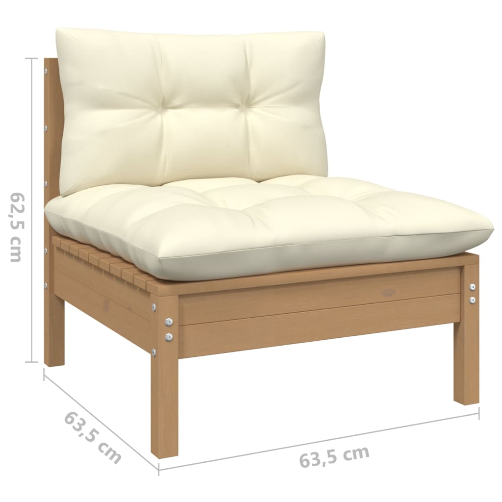 Set mobilier de grădină cu perne, 8 piese, crem, lemn de pin - Lando