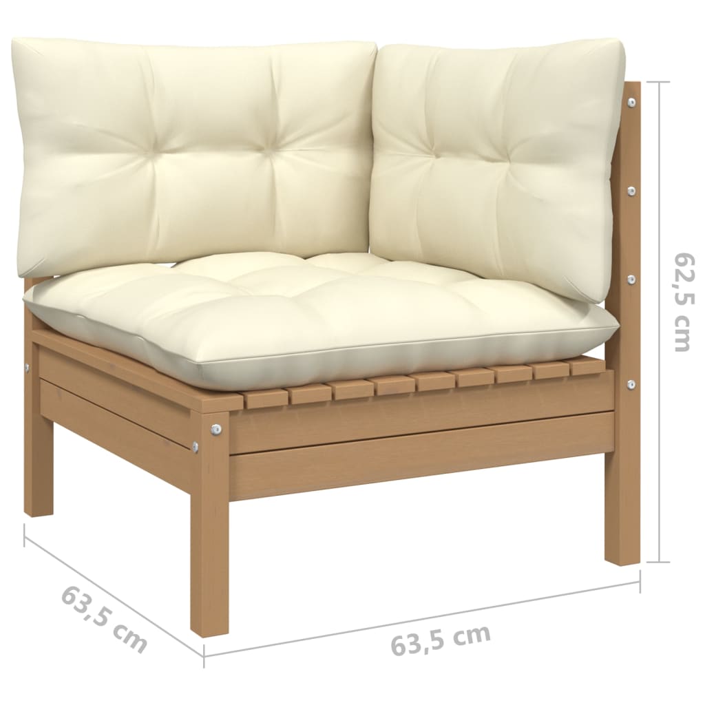 Set mobilier grădină cu perne, 5 piese, maro miere, lemn de pin