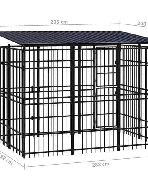 Загрузите изображение в средство просмотра галереи, Padoc pentru câini de exterior cu acoperiș, 5,53 m², oțel
