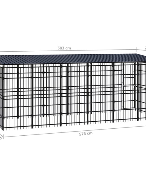 Încărcați imaginea în vizualizatorul Galerie, Padoc pentru câini de exterior cu acoperiș, 11,06 m², oțel
