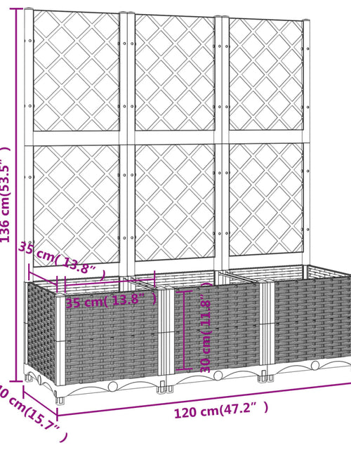 Загрузите изображение в средство просмотра галереи, Jardinieră de grădină cu spalier, maro, 120x40x136 cm, PP
