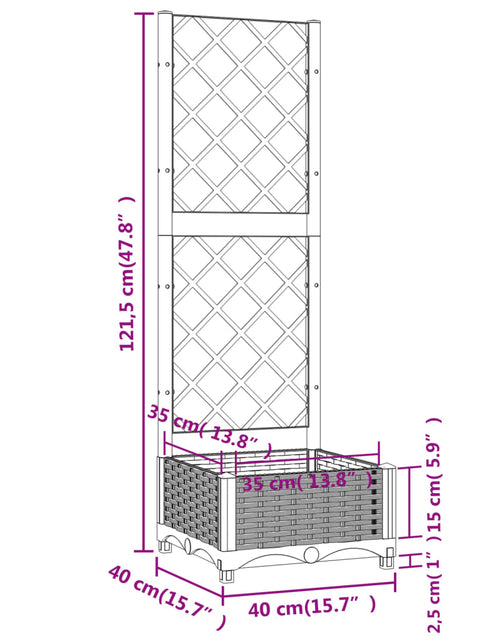 Загрузите изображение в средство просмотра галереи, Jardinieră de grădină cu spalier negru, 40x40x121,5 cm, PP
