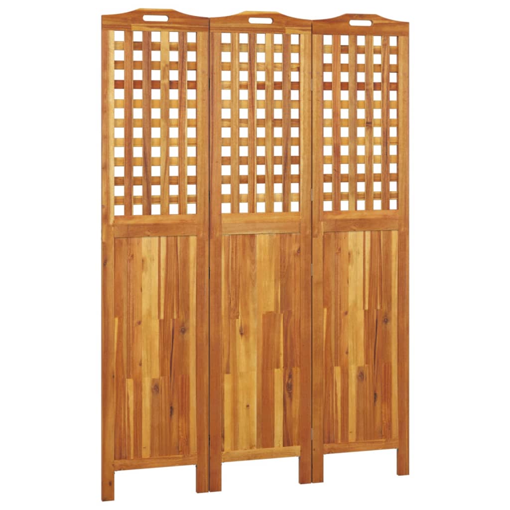 Paravan de cameră 3 panouri 121,5x2x180 cm lemn masiv de acacia