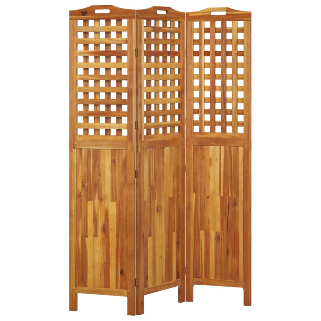 Paravan de cameră 3 panouri 121,5x2x180 cm lemn masiv de acacia