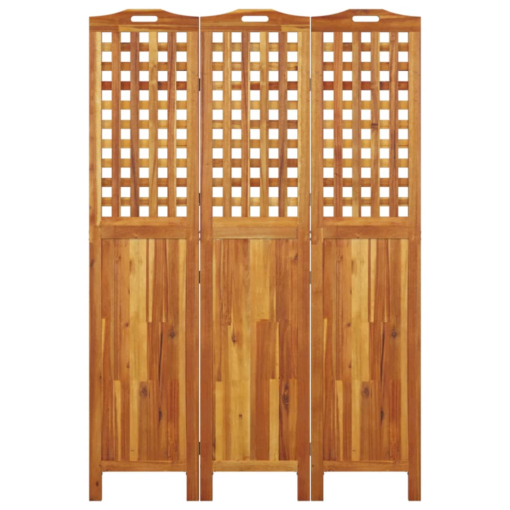 Paravan de cameră 3 panouri 121,5x2x180 cm lemn masiv de acacia