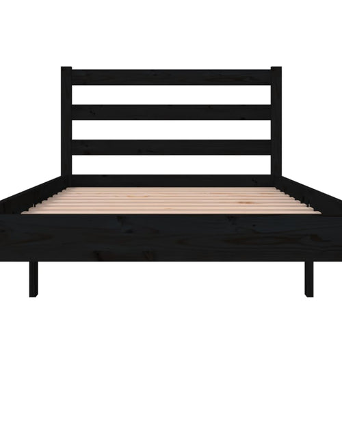 Încărcați imaginea în vizualizatorul Galerie, Cadru de pat mic single, negru, 75x190 cm, lemn masiv de pin
