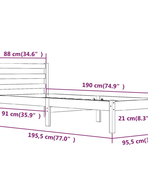 Încărcați imaginea în vizualizatorul Galerie, Cadru de pat Single 3FT, alb, 90x190 cm, lemn masiv de pin
