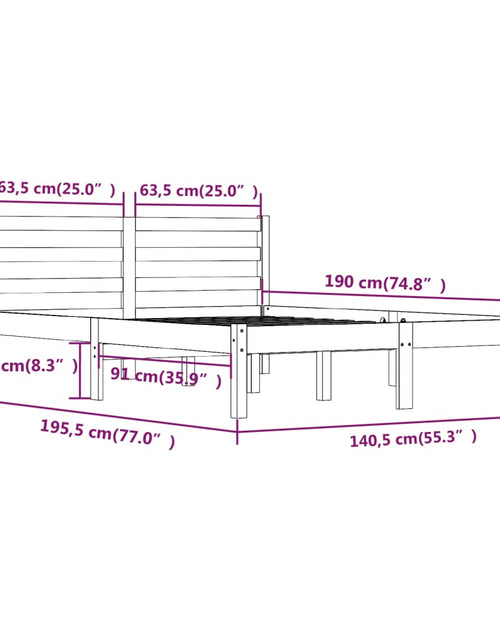 Încărcați imaginea în vizualizatorul Galerie, Cadru de pat dublu 4FT6, gri, 135x190 cm, lemn masiv de pin
