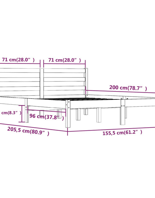 Загрузите изображение в средство просмотра галереи, Cadru de pat King Size 5FT, alb, 150x200 cm, lemn masiv de pin
