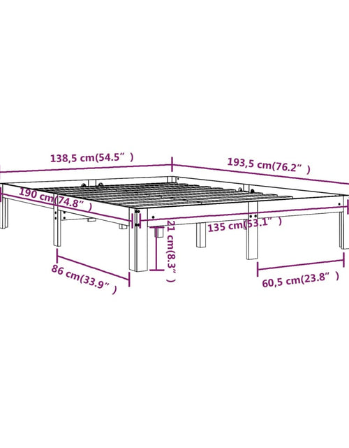 Încărcați imaginea în vizualizatorul Galerie, Cadru de pat dublu, 135x190 cm, lemn masiv
