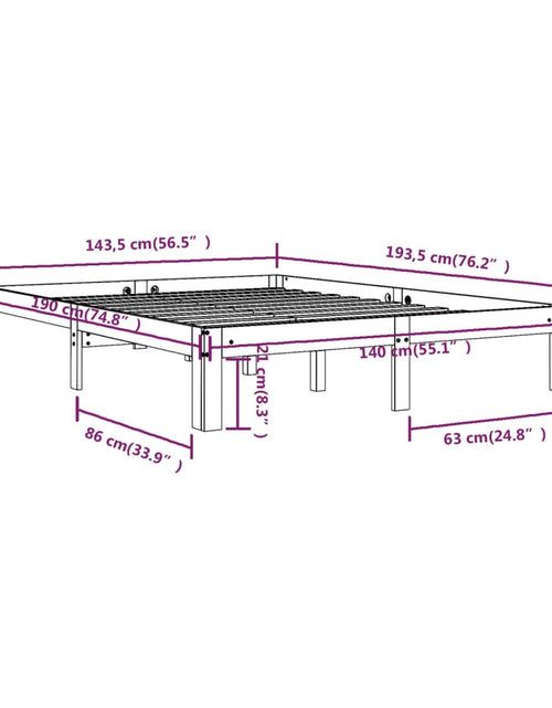 Încărcați imaginea în vizualizatorul Galerie, Cadru de pat, alb, 140x190 cm, lemn masiv de pin
