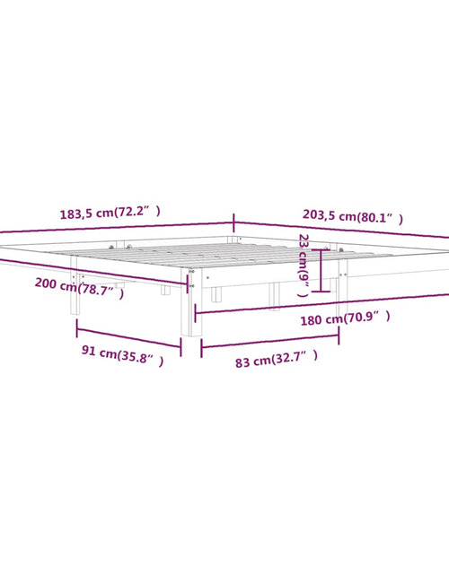 Încărcați imaginea în vizualizatorul Galerie, Cadru de pat Super King, 180x200 cm, lemn masiv
