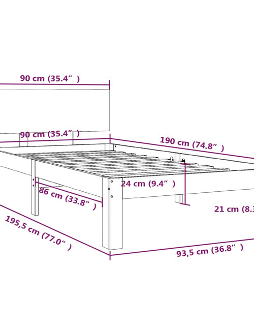 Загрузите изображение в средство просмотра галереи, Cadru de pat single, 90x190 cm, lemn masiv
