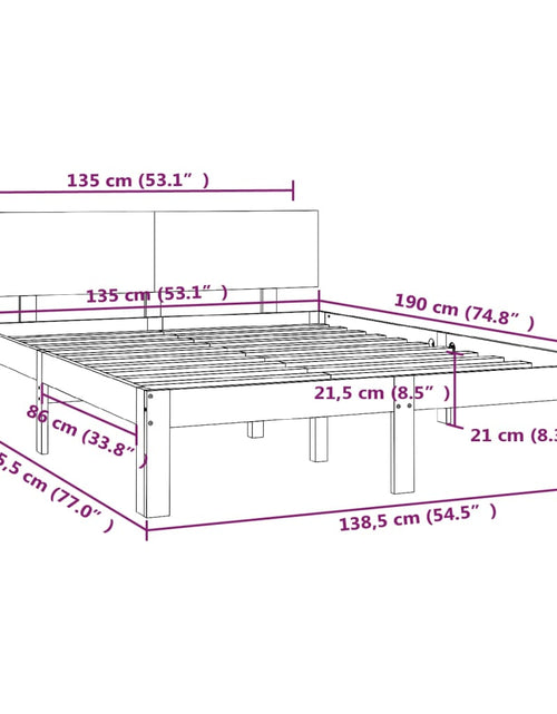 Încărcați imaginea în vizualizatorul Galerie, Cadru de pat dublu, alb, 135x190 cm, lemn masiv
