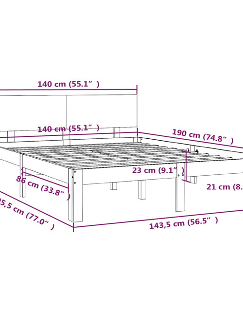 Încărcați imaginea în vizualizatorul Galerie, Cadru de pat, alb, 140x190 cm, lemn masiv de pin
