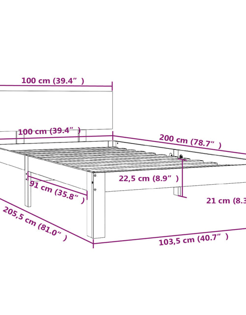 Загрузите изображение в средство просмотра галереи, Cadru de pat, alb, 100x200 cm, lemn masiv de pin
